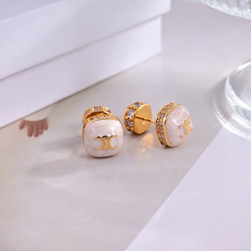 Celine Color Square 18K Gold Earrings product image 2, provided for visual reference and product detail review