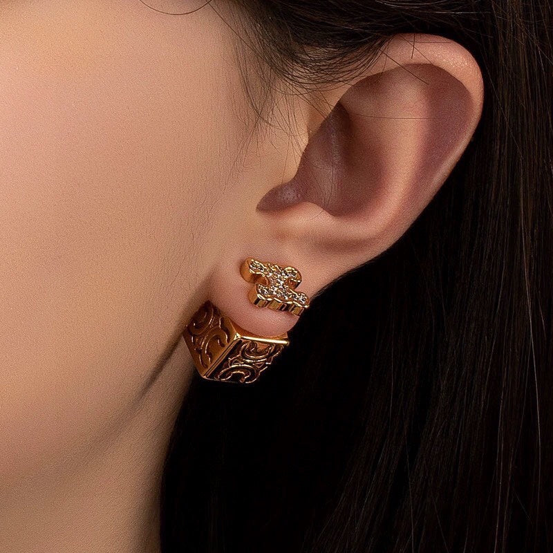 Celine Dice Pendant 18K Gold Earrings product image 7, provided for visual reference and product detail review