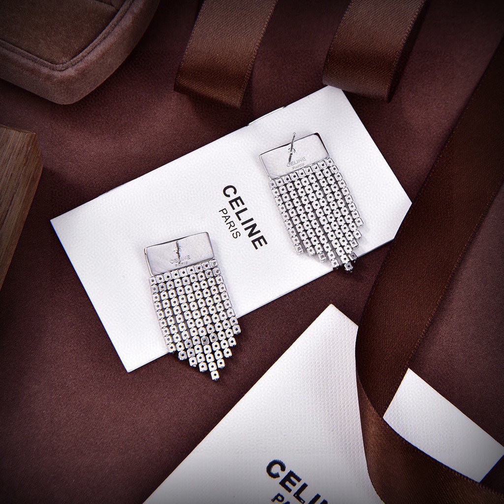 Celine Diamonds Tassel 18K Gold Earrings product image 4, provided for visual reference and product detail review