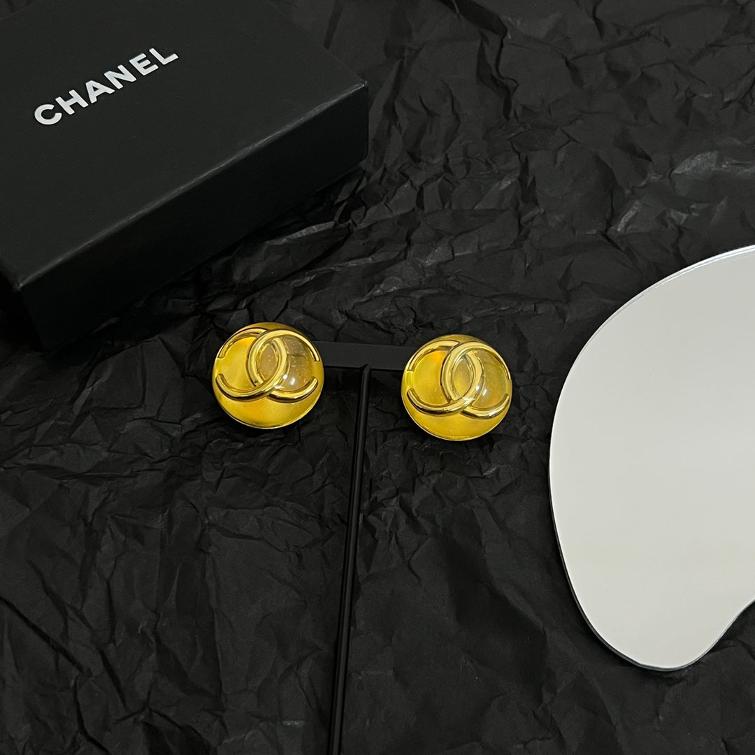 Chanel Vintage Yellow Crystal 18K Gold Earrings product image 5, provided for visual reference and product detail review