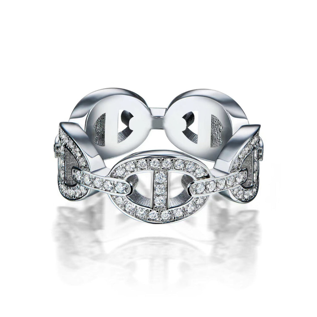 Hermes Chaine d'Ancre Enchainee Diamond 18K Gold Ring product image 1, provided for visual reference and product detail