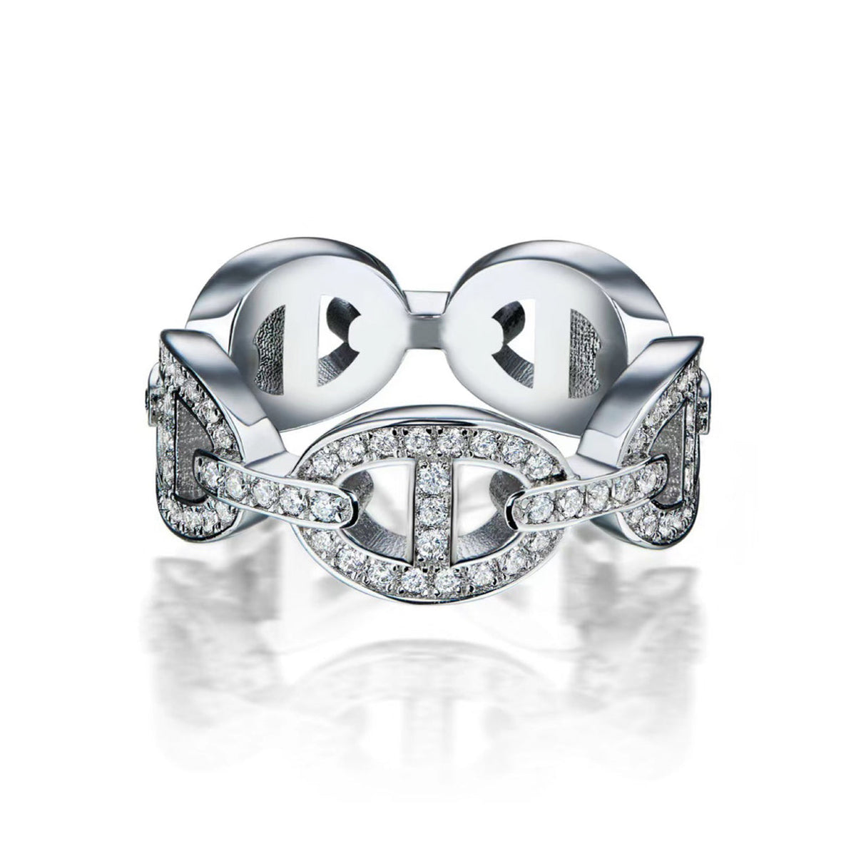 Hermes Chaine d'Ancre Enchainee Diamond 18K Gold Ring product image 1, provided for visual reference and product detail