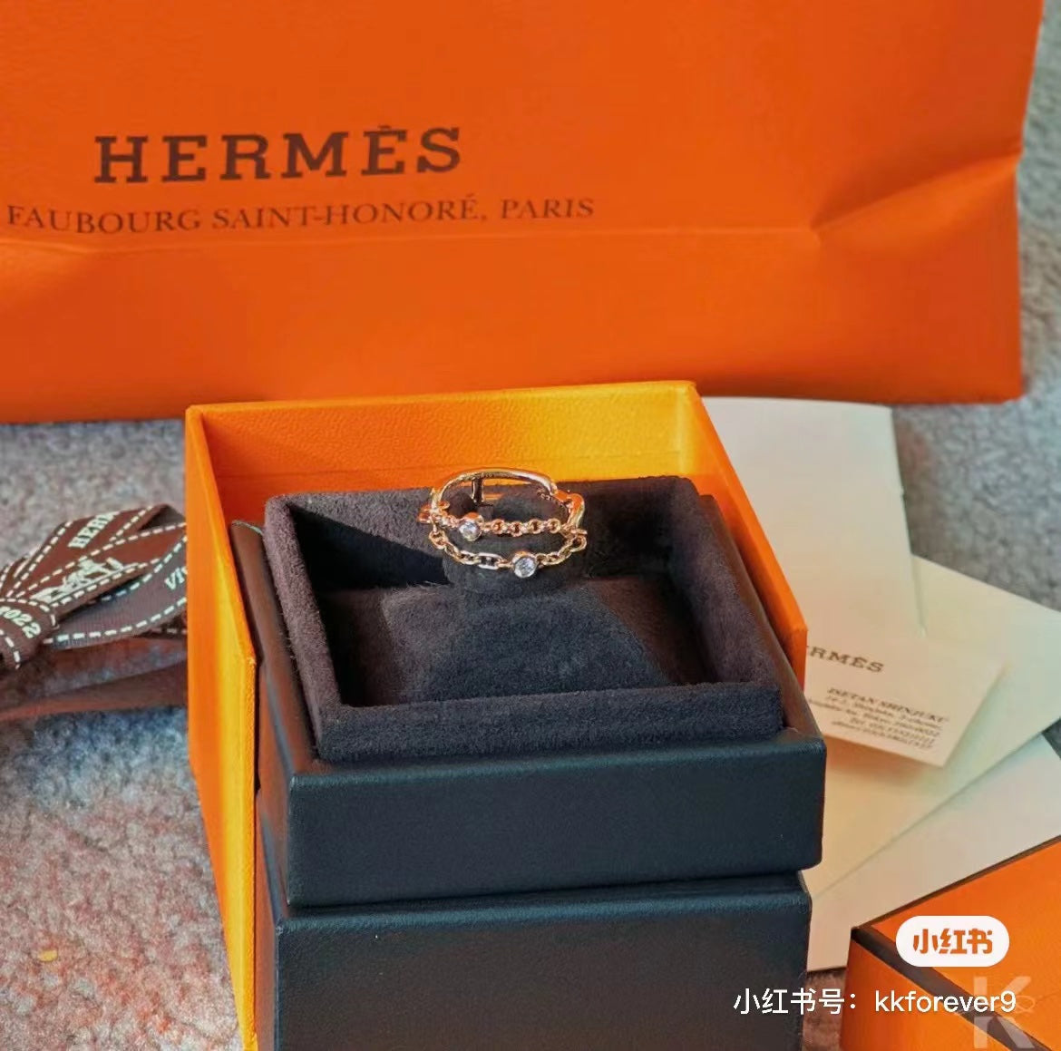 Hermes Chaine D'Ancre Chaos 18K Gold Ring product image 2, provided for visual reference and product detail review