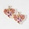 Celine Pink Crystal Heart 18K Gold Earrings product image 1, provided for visual reference and product detail review