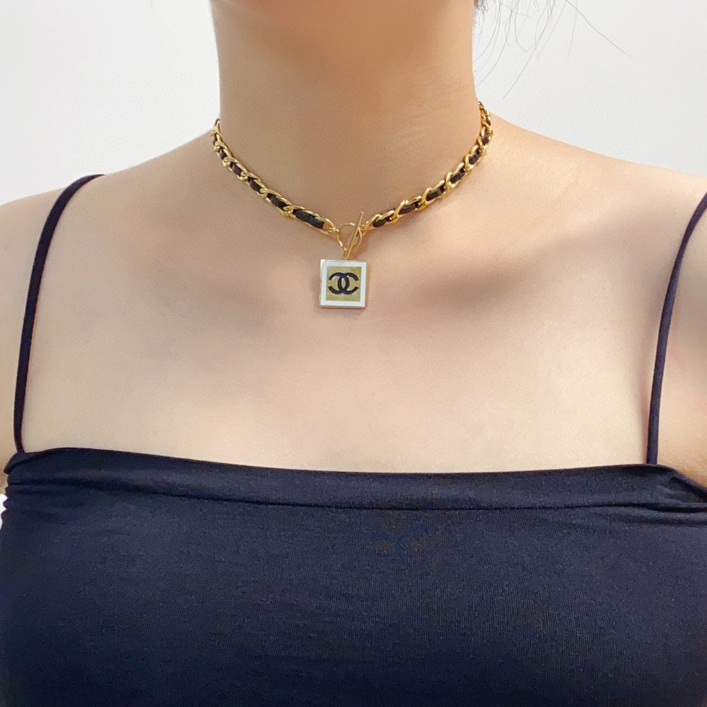 Chanel Leather Choker 18K Gold Necklace product image 4, provided for visual reference and product detail review