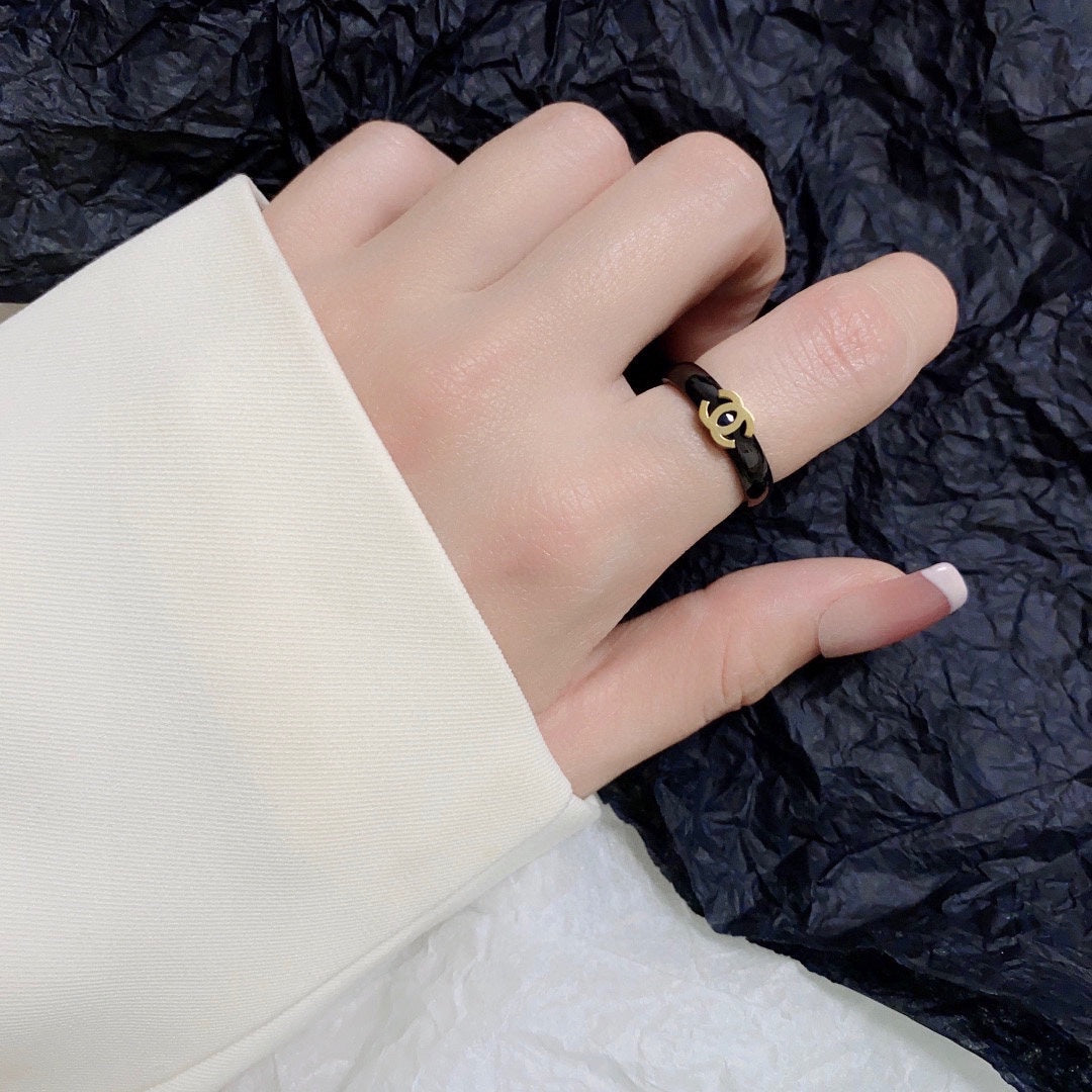 Chanel Black 18K Gold Ring product image 2, provided for visual reference and product detail review