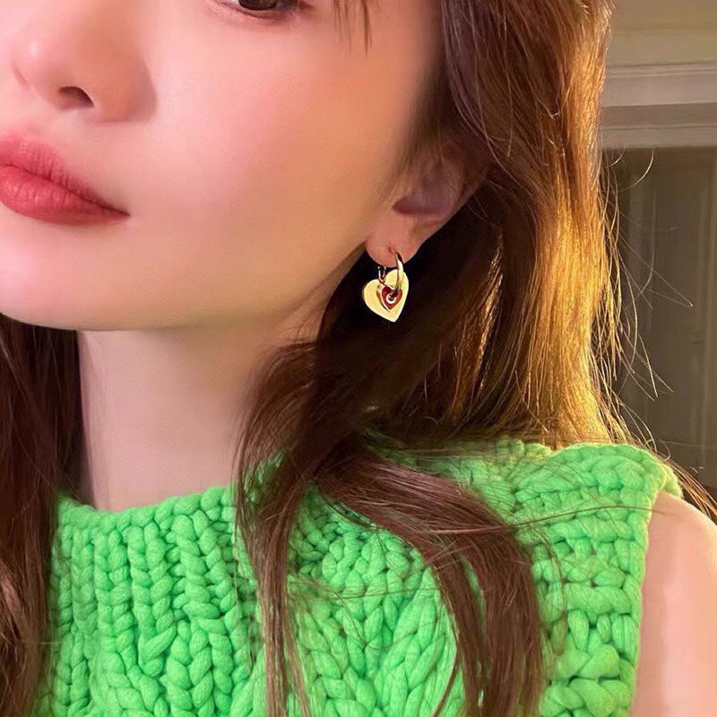 Celine Red Heart 18K Gold Earrings product image 3, provided for visual reference and product detail review