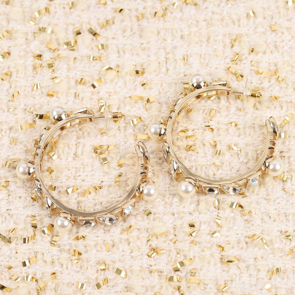 Chanel Pearl Crystal 18K Gold Earrings product image 7, provided for visual reference and product detail review