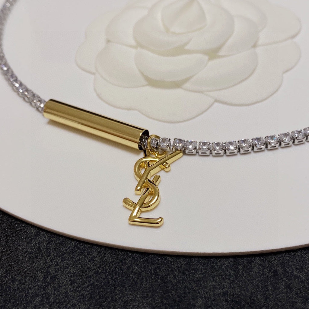 YSL Chain Diamond 18K Gold Necklace product image 2, provided for visual reference and product detail review