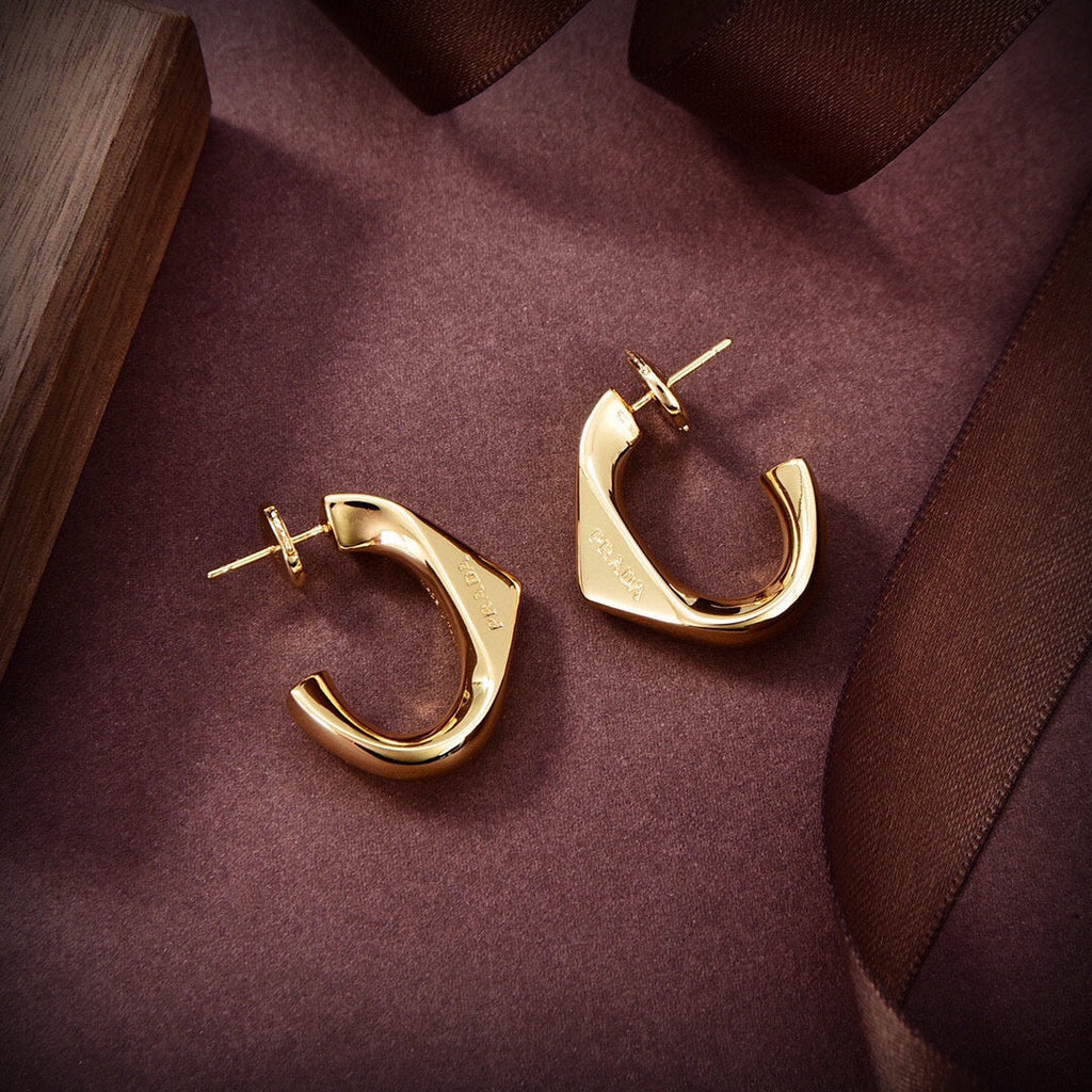 Prada Triangle Open 18K Gold Earrings product image 6, provided for visual reference and product detail review