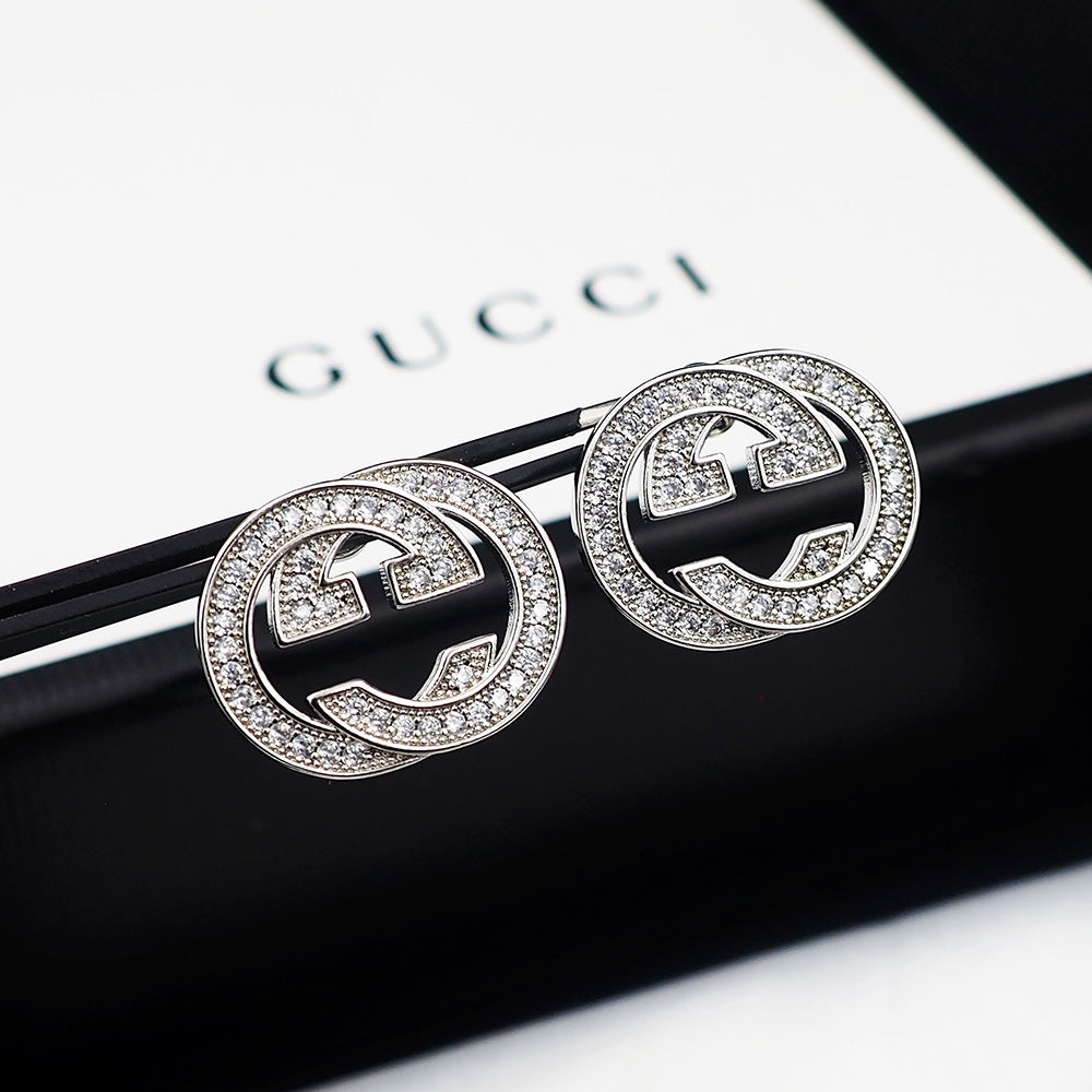 Gucci Double Diamonds 18K Gold Earrings product image 2, provided for visual reference and product detail review