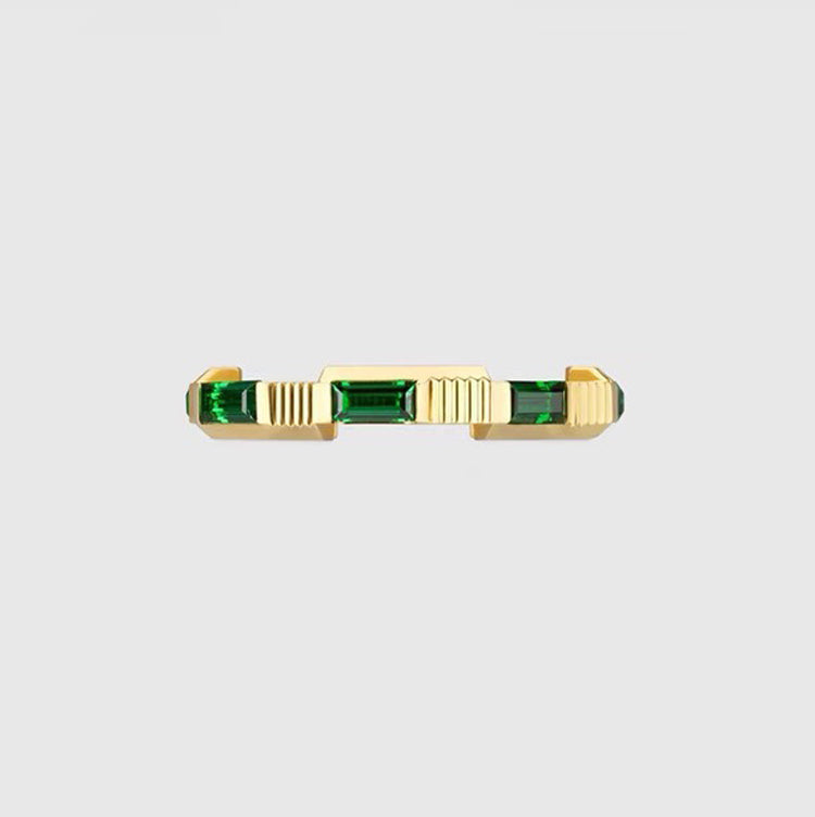 Gucci Double Link To Love Tormaline Green And Diamond 18K Gold Ring product image 2, provided for visual reference and