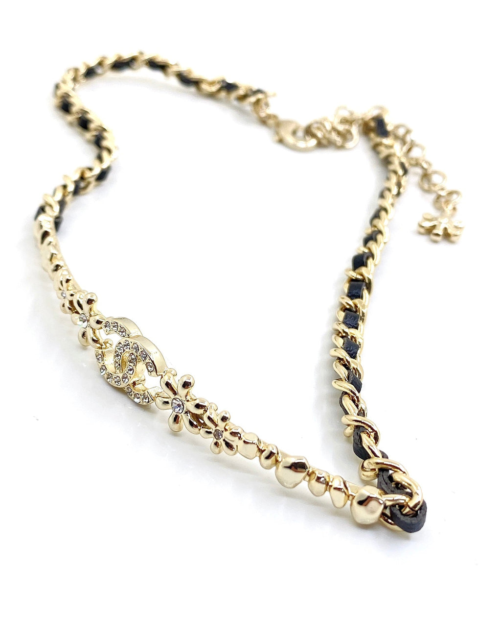Chanel Leather Choker 18K Gold Necklace product image 2, provided for visual reference and product detail review