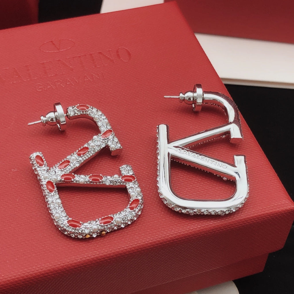 Valentino Red Crystal 18K Gold Earrings product image 3, provided for visual reference and product detail review