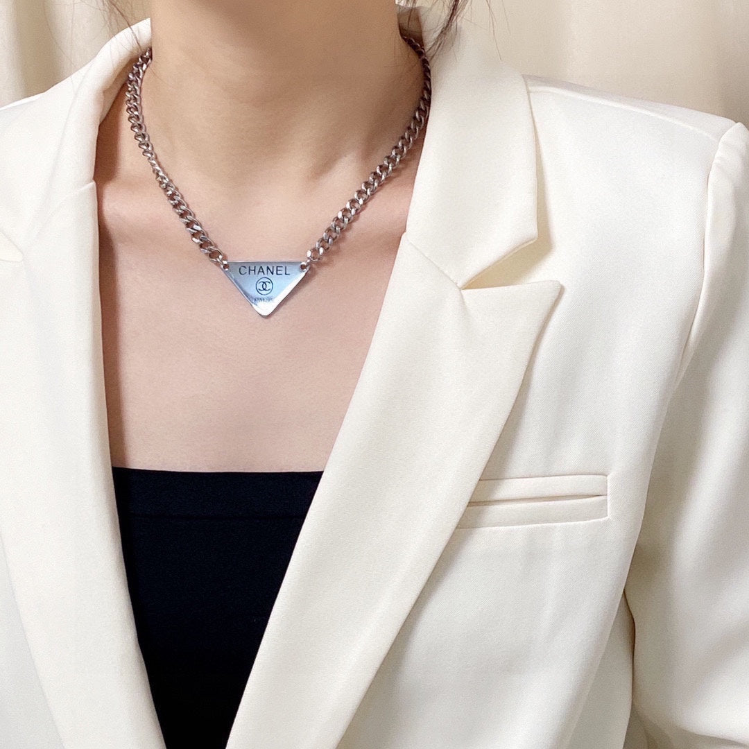 Chanel Triangle 18K Gold Necklace product image 4, provided for visual reference and product detail review
