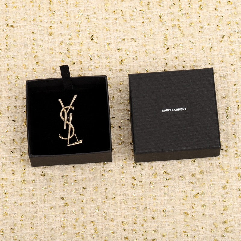 YSL Stripe Gold 18K Gold Brooch product image 2, provided for visual reference and product detail review