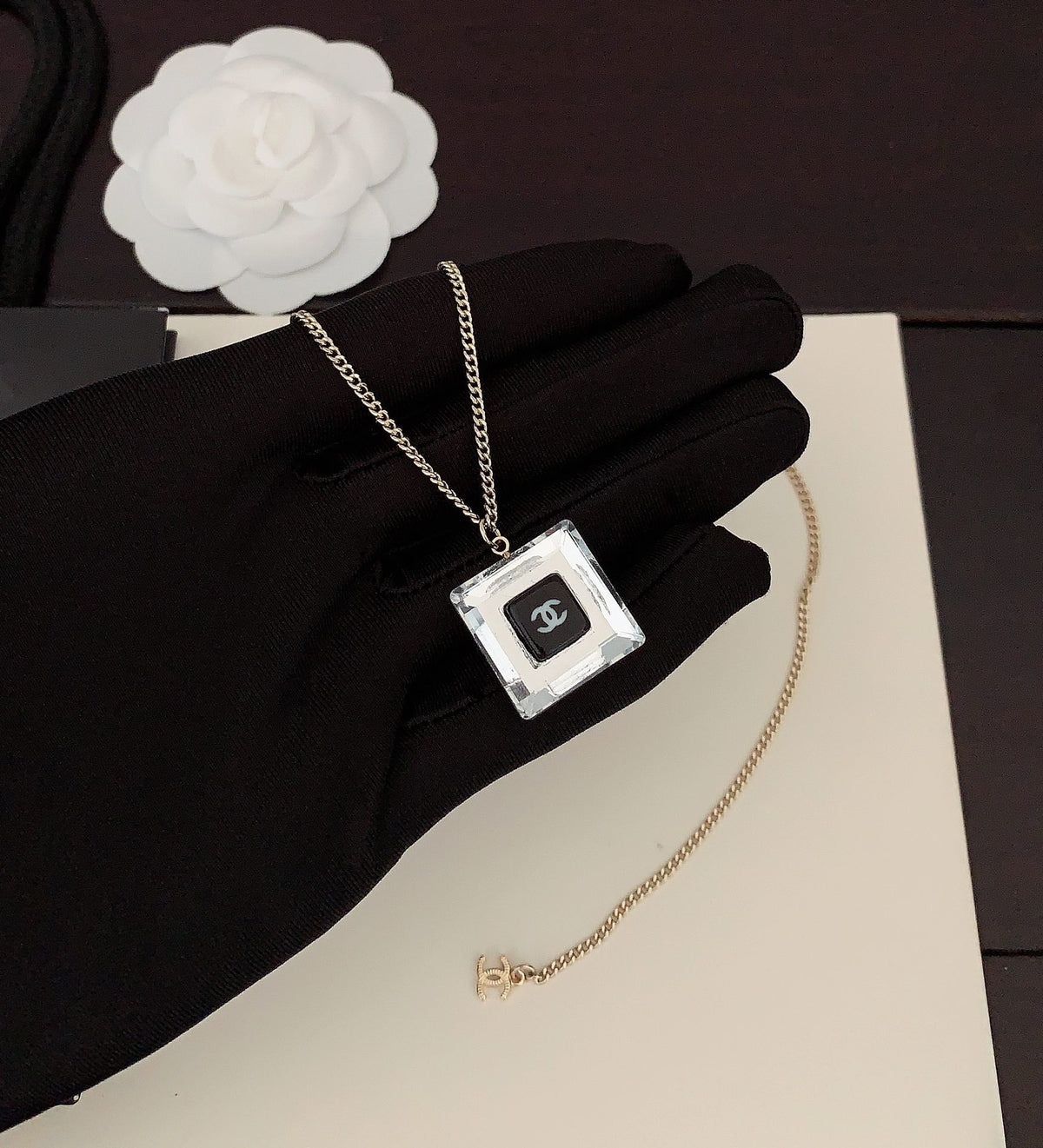 Chanel Crystals 18K Gold Necklace product image 2, provided for visual reference and product detail review