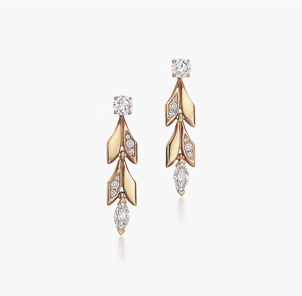 Tiffany Victoria Vine Convertible Drop 18K Gold Earrings product image 1, provided for visual reference and product detail