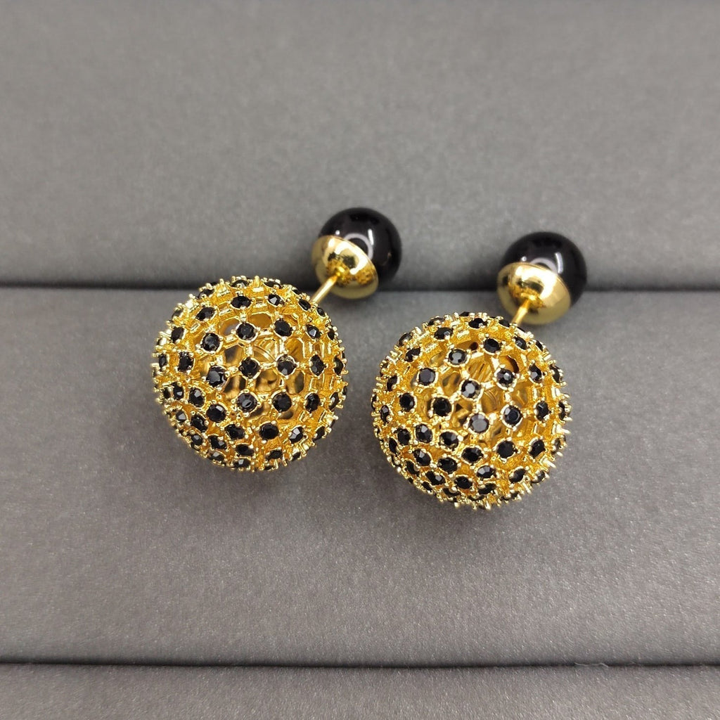 Dior Tribales Black Stone-Effect Resin Pearls 18K Gold Earrings product image 4, provided for visual reference and product