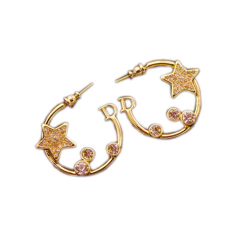 Dior Star Pink Crystals 18K Gold Earrings product image 1, provided for visual reference and product detail review