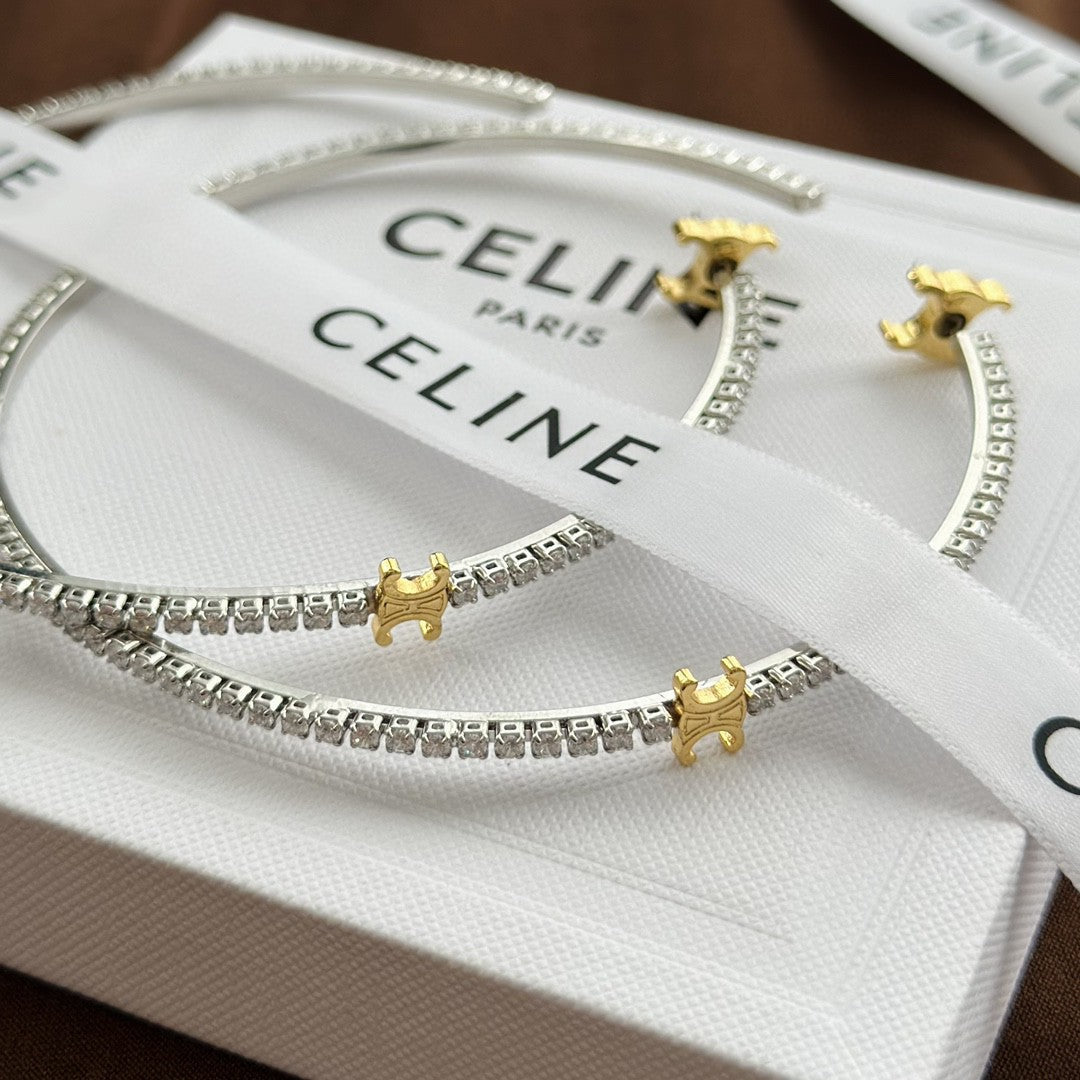Celine Gourmette Crystals 18K Gold Earrings product image 5, provided for visual reference and product detail review