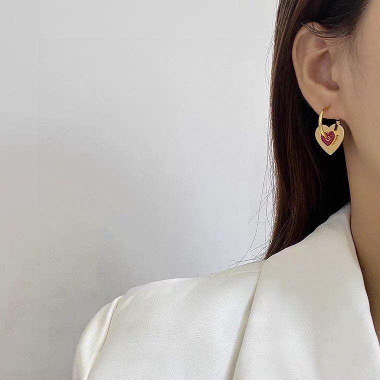 Celine Red Heart 18K Gold Earrings product image 6, provided for visual reference and product detail review