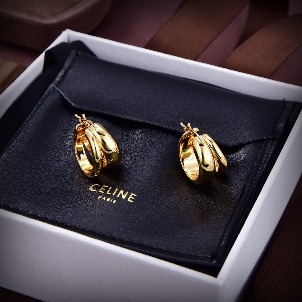 Celine Formes Abstraites Hoops 18K Gold Earrings product image 3, provided for visual reference and product detail review