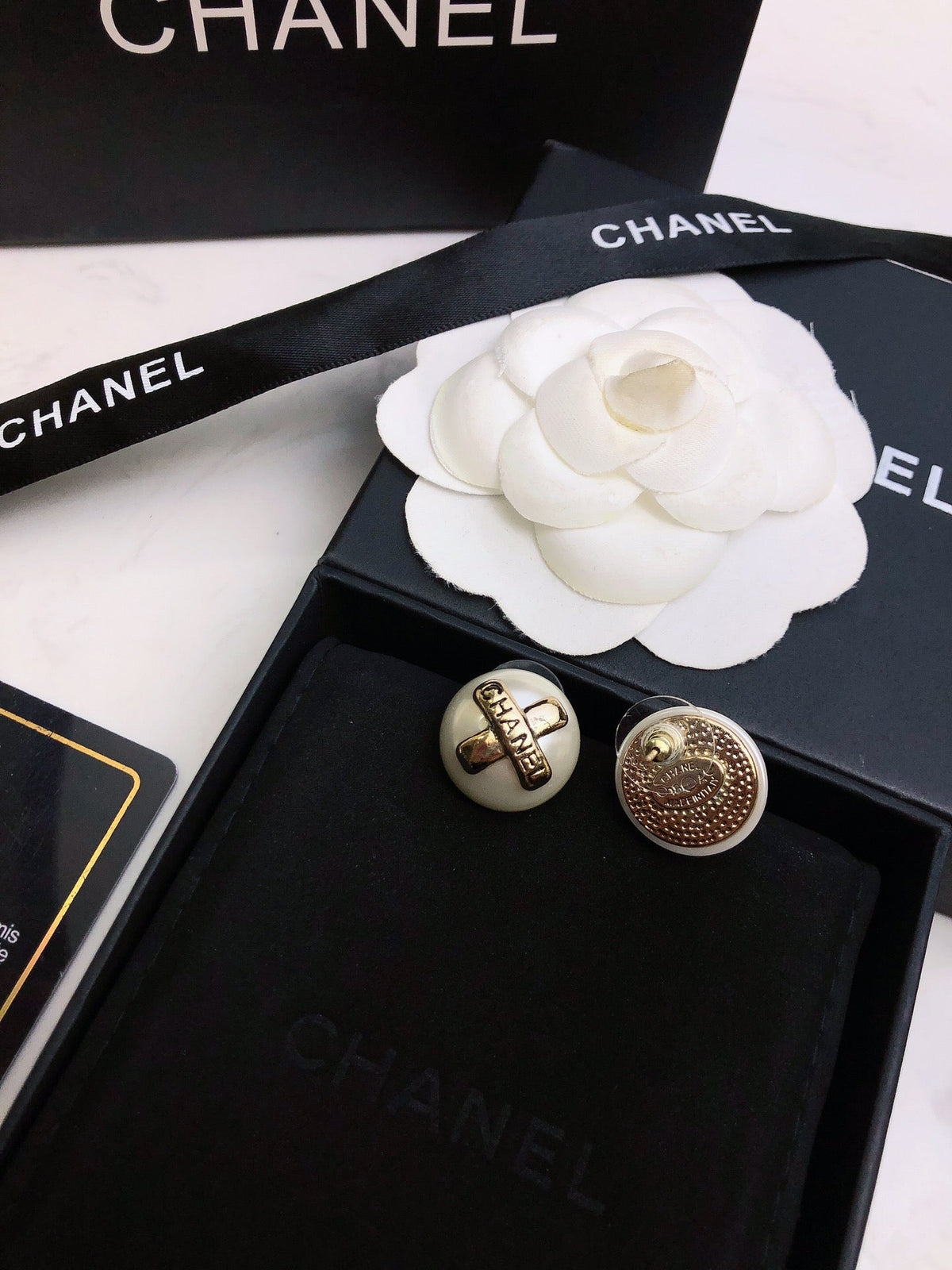 Chanel Pearl 18K Gold Earrings product image 5, provided for visual reference and product detail review