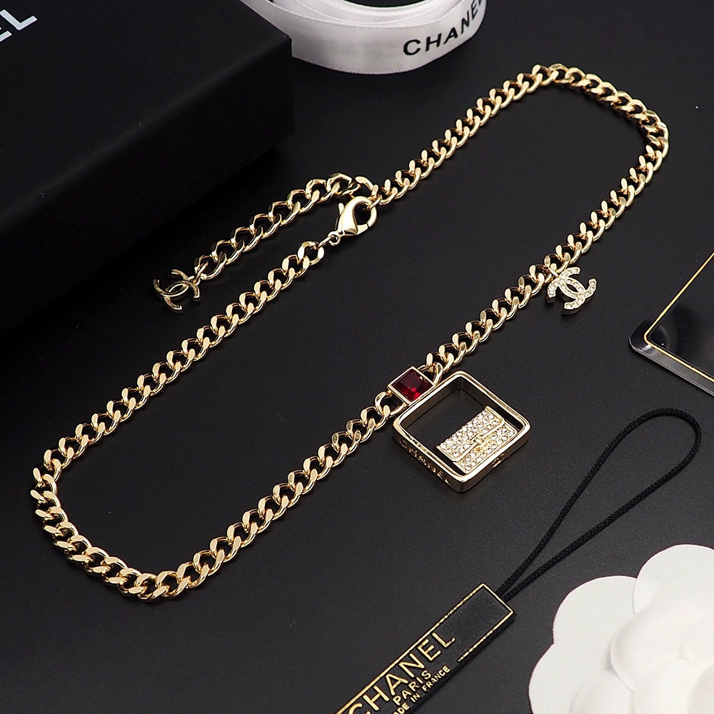 Chanel Red Bag Pendant 18K Gold Necklace product image 3, provided for visual reference and product detail review