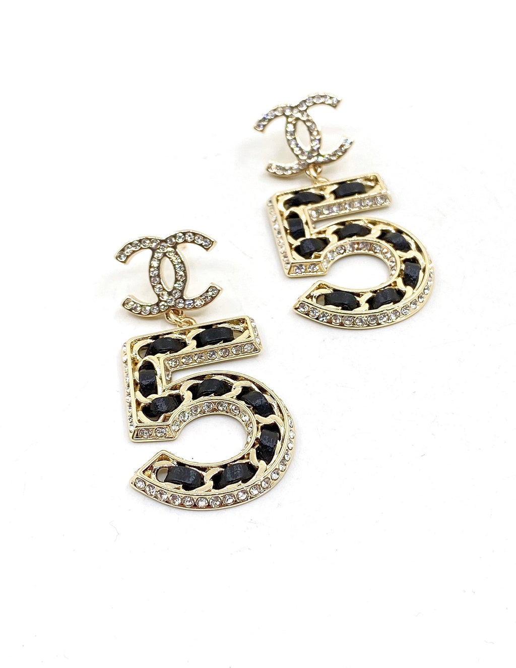 Chanel No. 5 Perfume 18K Gold Earrings product image 2, provided for visual reference and product detail review