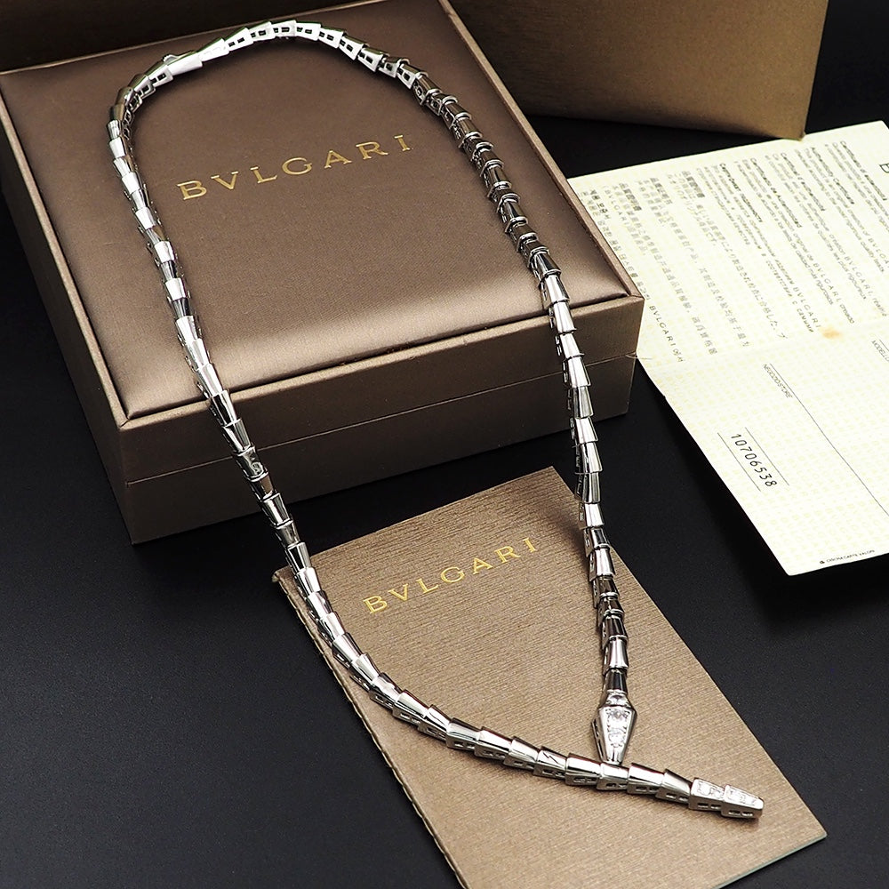 Bvlgari Serpenti Viper Demi-Pave Diamonds 18K Gold Necklace product image 5, provided for visual reference and product