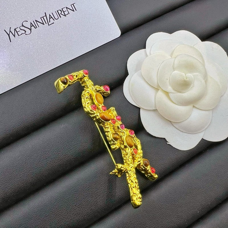 YSL Crystal 18K Gold Brooch product image 6, provided for visual reference and product detail review