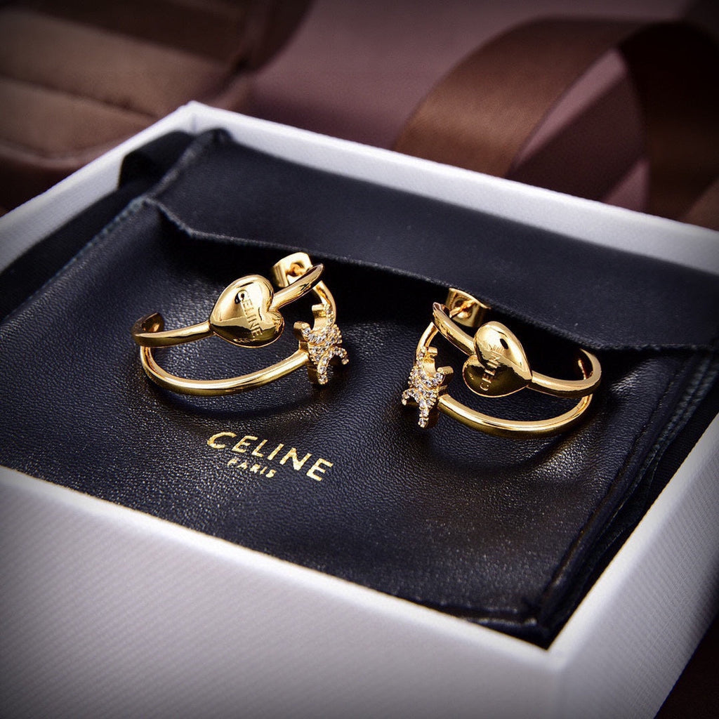 Celine Heart 18K Gold Earrings product image 3, provided for visual reference and product detail review