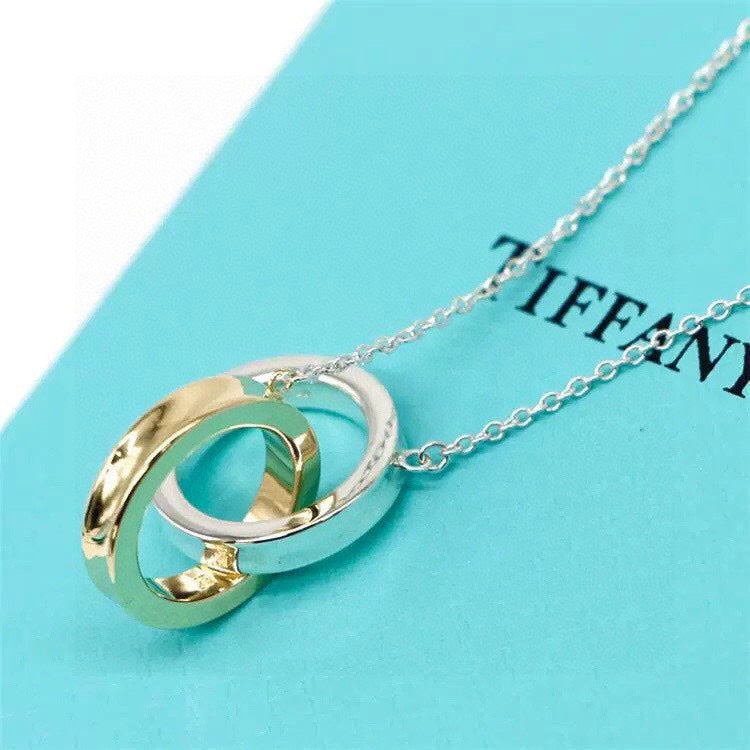 Tiffany 1837 Interlocking Circles Pendant 18K Gold Necklace product image 2, provided for visual reference and product