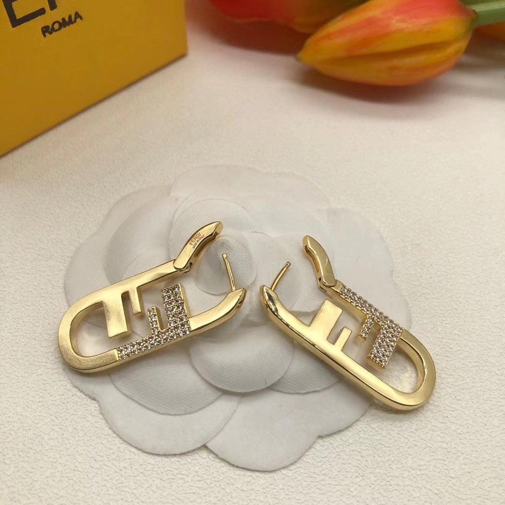 Fendi OLock Diamonds 18K Gold Earrings product image 3, provided for visual reference and product detail review
