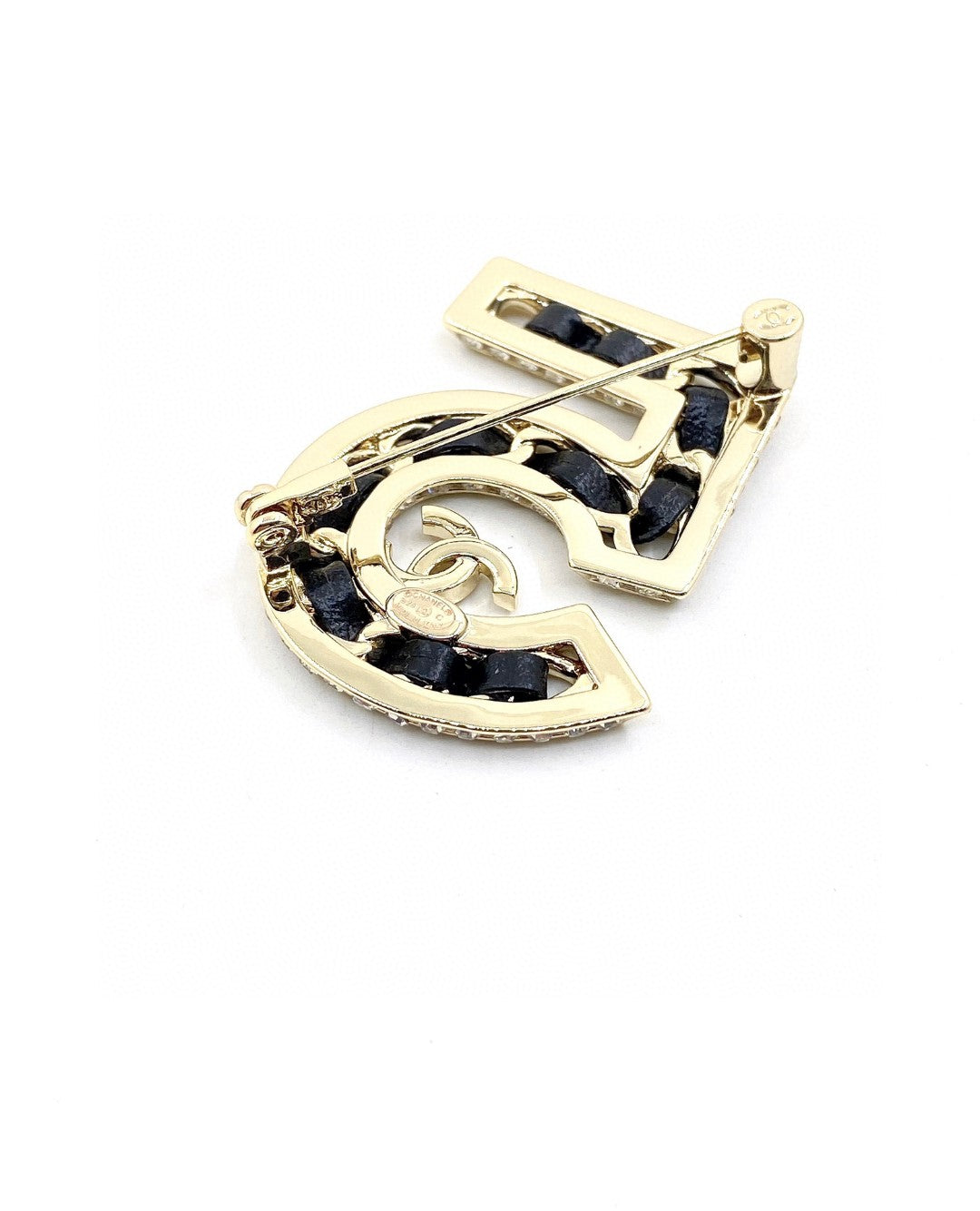 Chanel No.5 Strass 18K Gold Brooch product image 3, provided for visual reference and product detail review