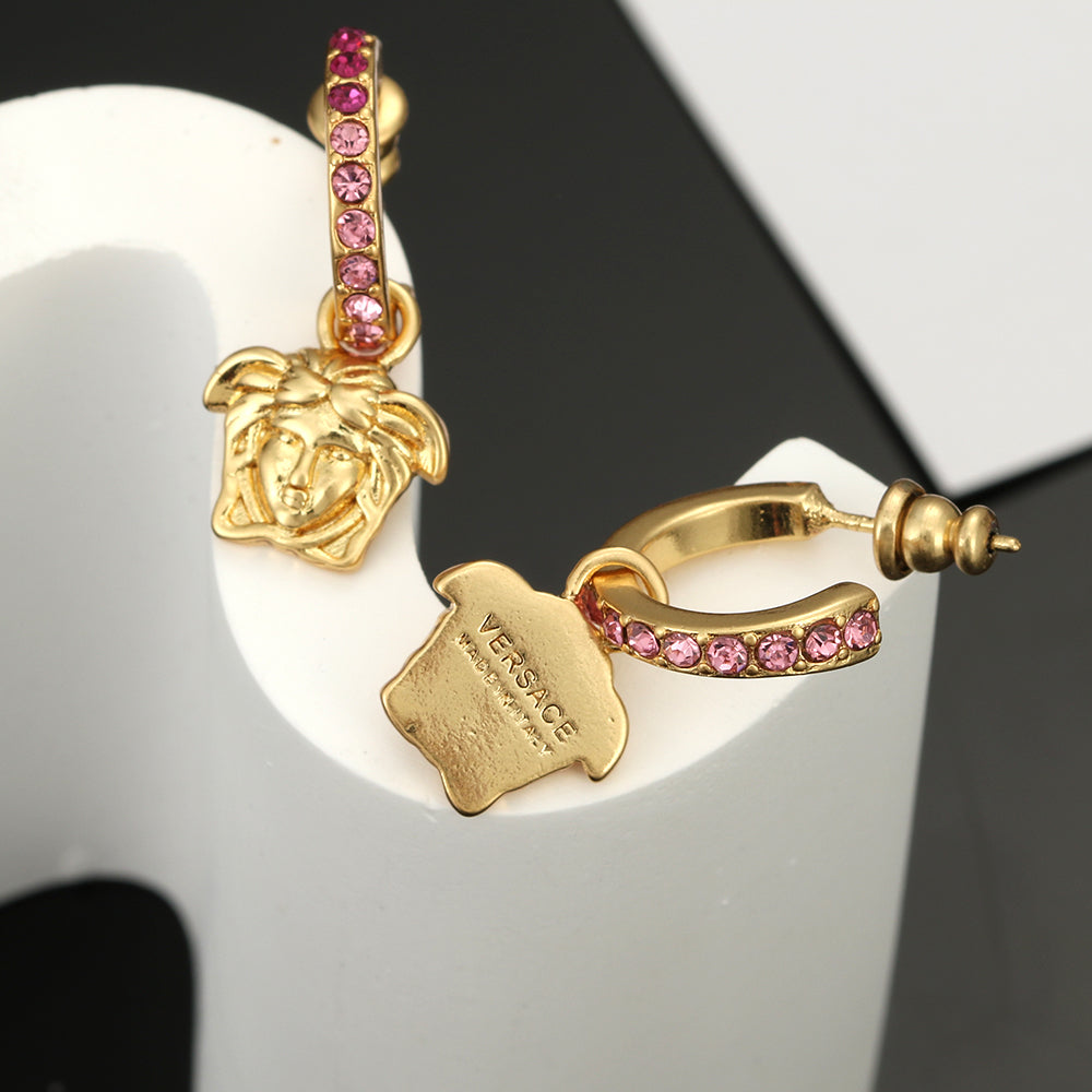 Ver Pink Crystals 18K Gold Earrings product image 2, provided for visual reference and product detail review