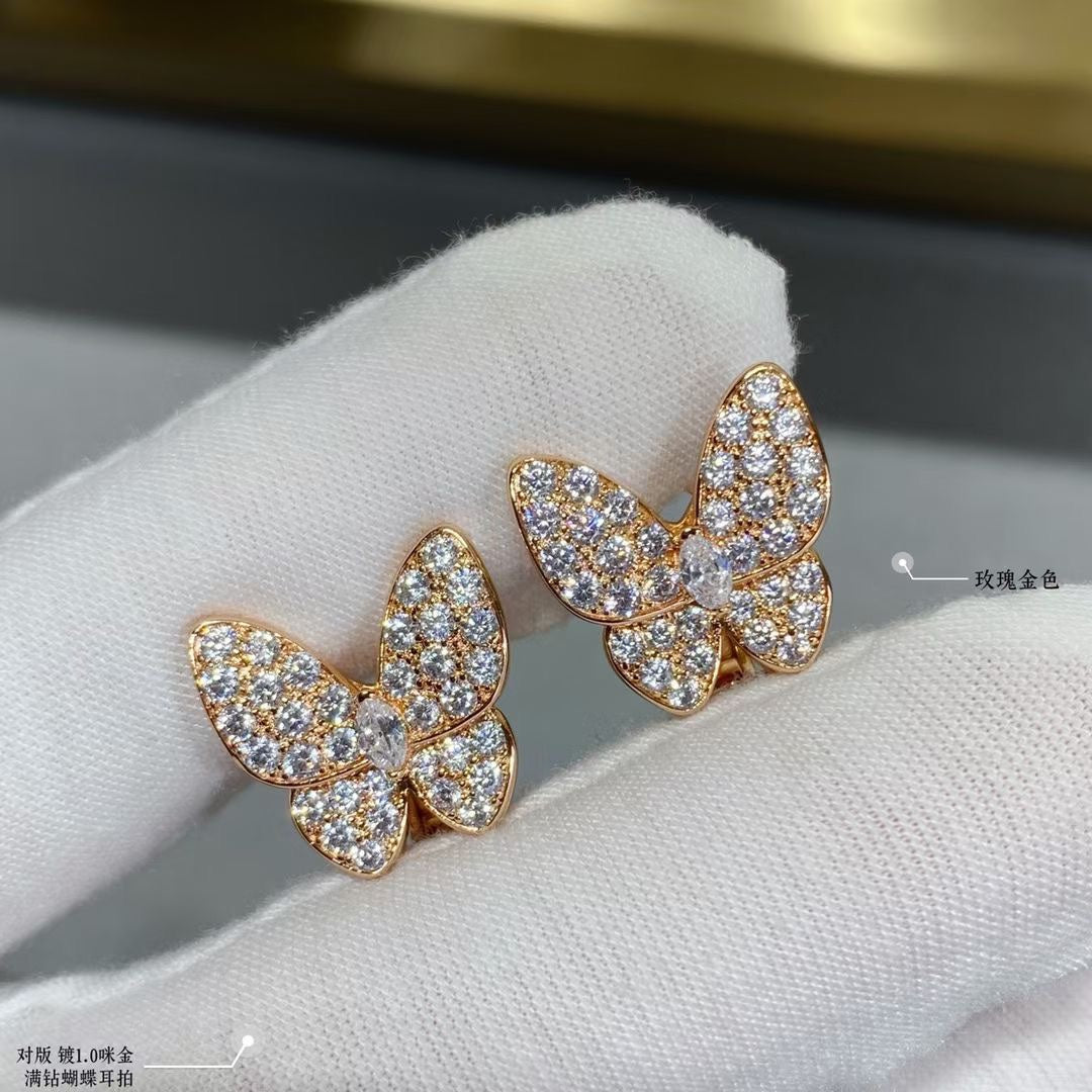 Two Butterfly Diamonds 18K Gold Earrings product image 5, provided for visual reference and product detail review