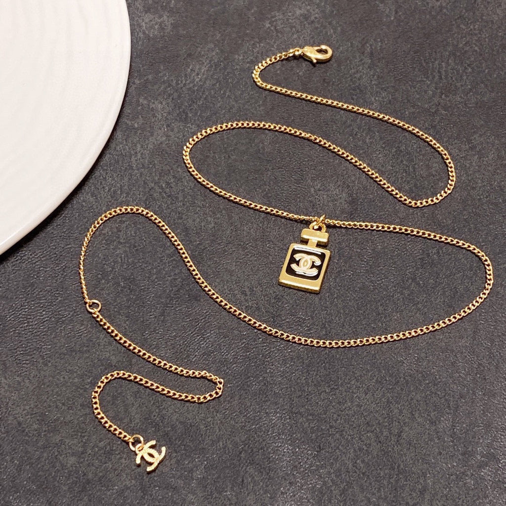 Chanel Perfume Bottle 18K Gold Necklace product image 1, provided for visual reference and product detail review