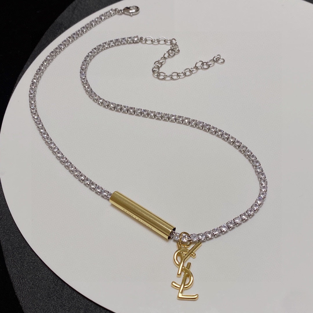 YSL Chain Diamond 18K Gold Necklace product image 3, provided for visual reference and product detail review