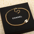 Chanel White Logo Choker 18K Gold Necklace product image 1, provided for visual reference and product detail review