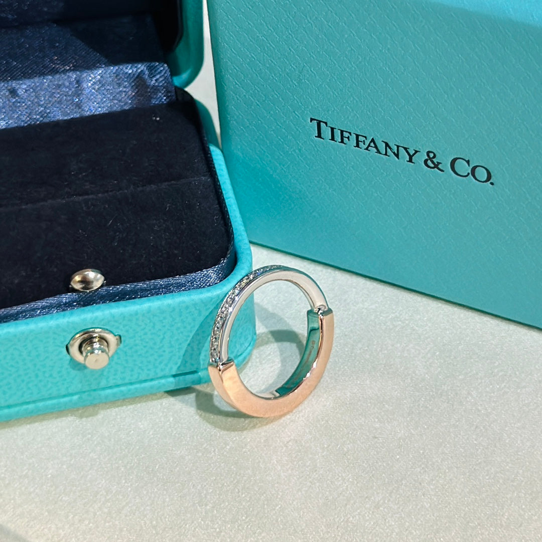 Tiffany Lock Diamond 18K Rose Gold Ring product image 7, provided for visual reference and product detail review