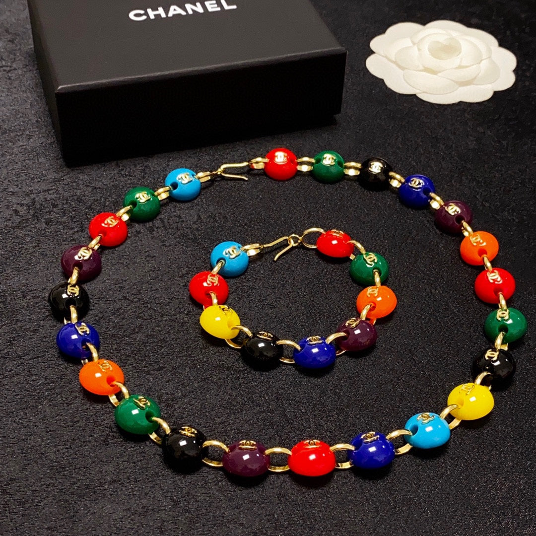 Chanel Color Beads 18K Gold Necklace product image 2, provided for visual reference and product detail review
