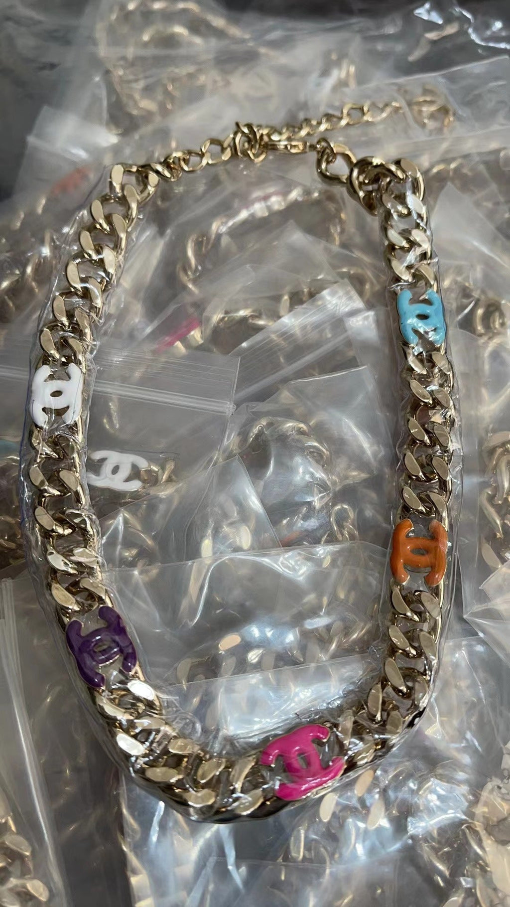 Chanel Color Logo Chain 18K Gold Necklace product image 4, provided for visual reference and product detail review