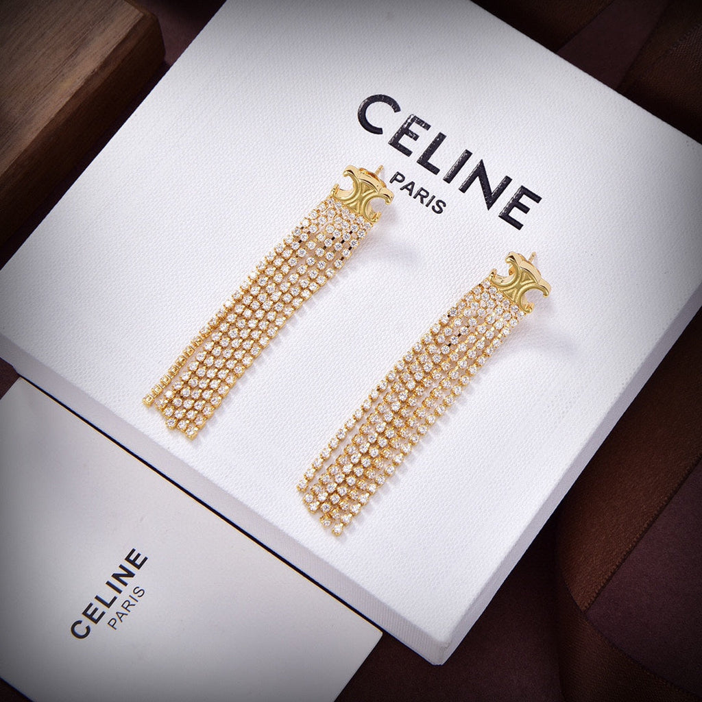 Celine Precious Tassels 18K Gold Earrings product image 4, provided for visual reference and product detail review