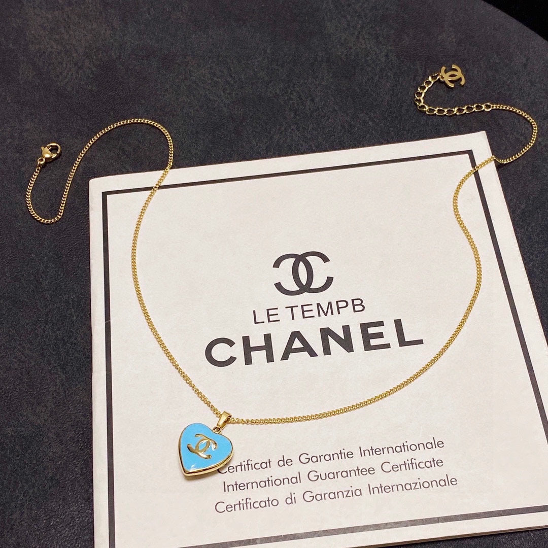 Chanel Blue Heart 18K Gold Necklace product image 1, provided for visual reference and product detail review