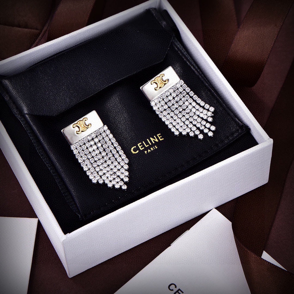 Celine Diamonds Tassel 18K Gold Earrings product image 5, provided for visual reference and product detail review