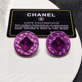Chanel Vintage Purple 18K Gold Earrings product image 1, provided for visual reference and product detail review