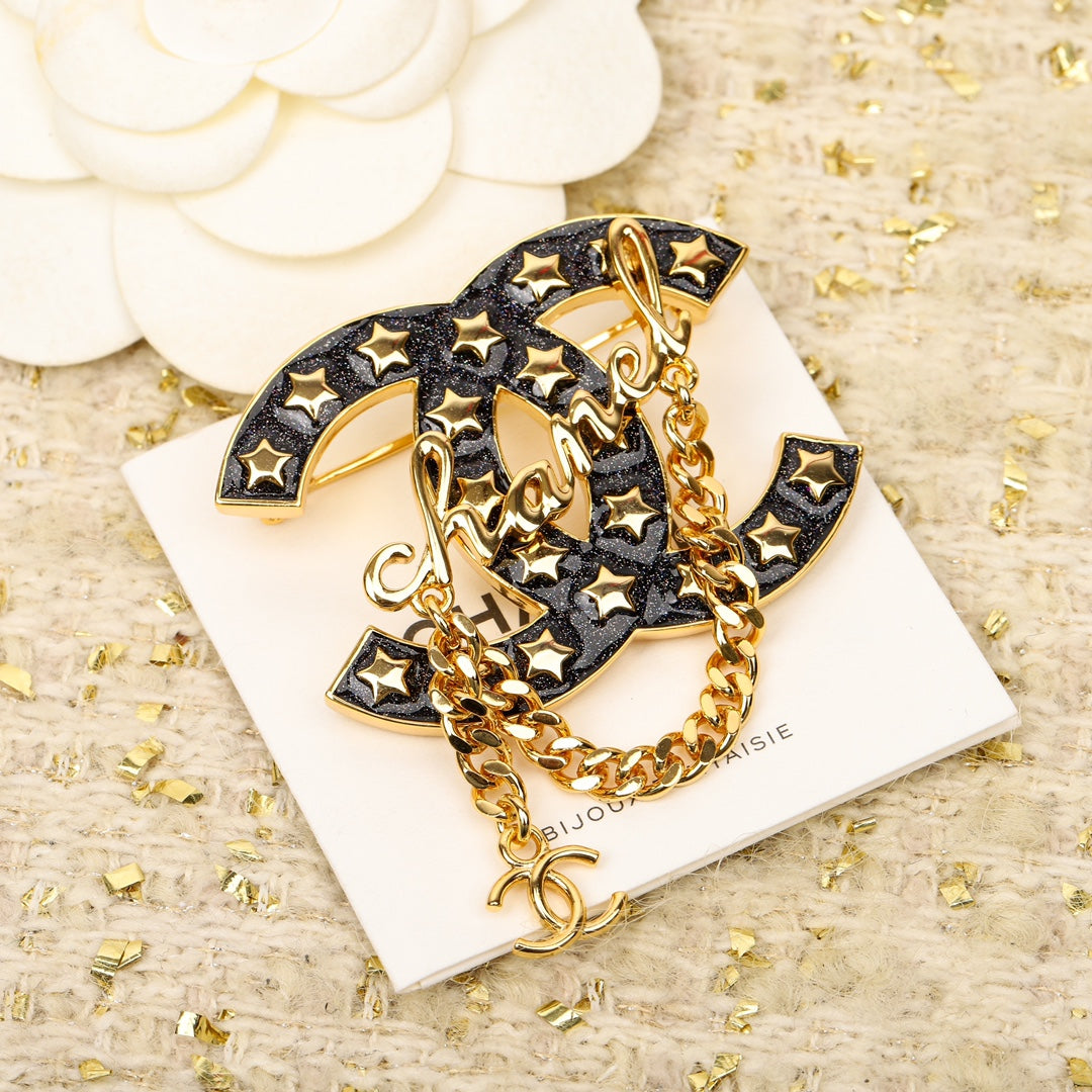 Chanel Black Chain 18K Gold Brooch product image 2, provided for visual reference and product detail review