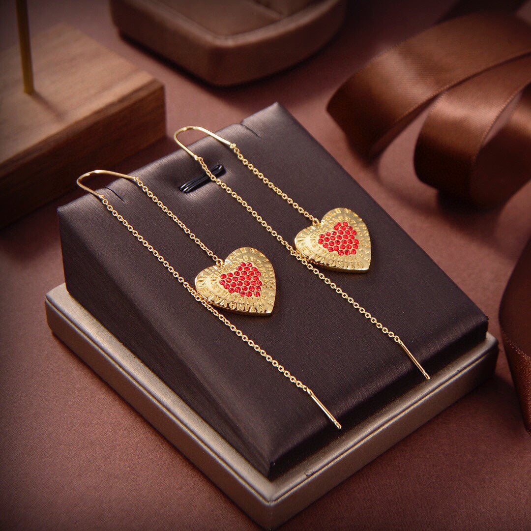Valentino Red Heart 18K Gold Earrings product image 1, provided for visual reference and product detail review